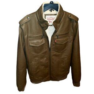 Levi Strauss & Co. Faux Leather Aviator Bomber Jacket, Size M, Brown - Excellent